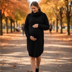 GAP Maternity Black Cowl Neck Sweater Dress